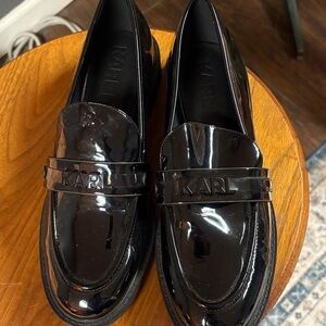 Karl Lagerfeld Glossy Black Loafers